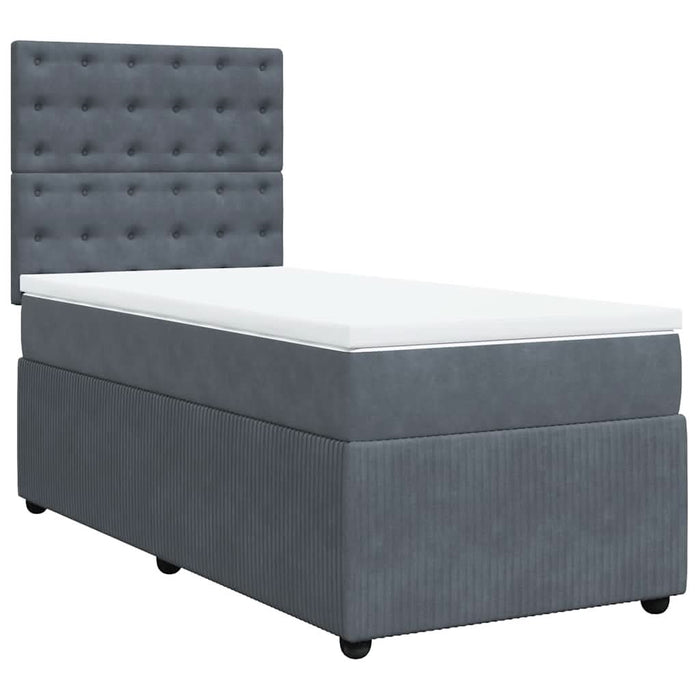 Pat box spring cu saltea, gri închis, 100x200 cm, catifea - WALTI WALTI