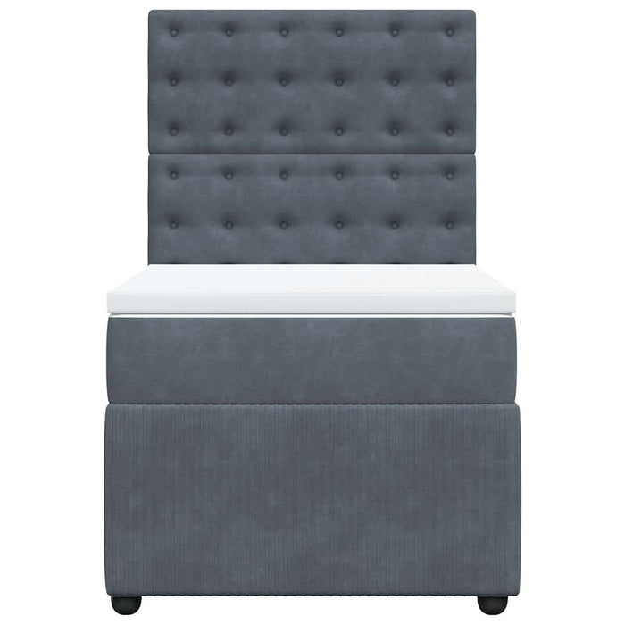 Pat box spring cu saltea, gri închis, 100x200 cm, catifea - WALTI WALTI