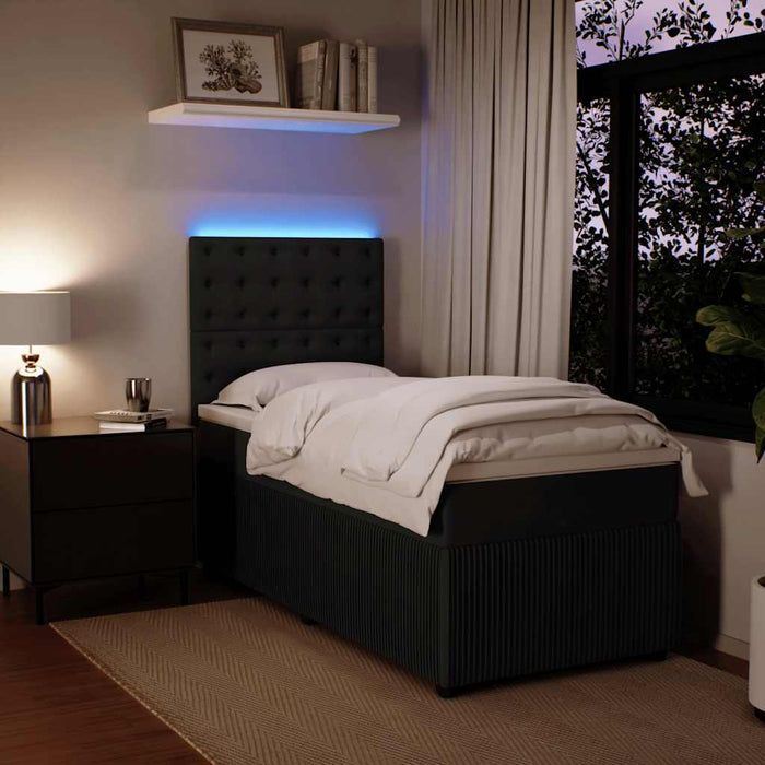 Pat box spring cu saltea, negru, 100x200 cm, catifea - WALTI WALTI