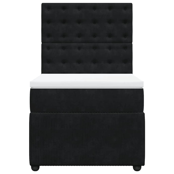 Pat box spring cu saltea, negru, 100x200 cm, catifea - WALTI WALTI