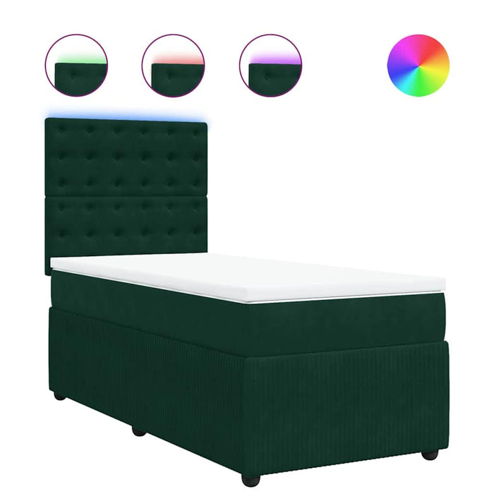 Pat box spring cu saltea, verde închis, 100x200 cm, catifea - WALTI WALTI