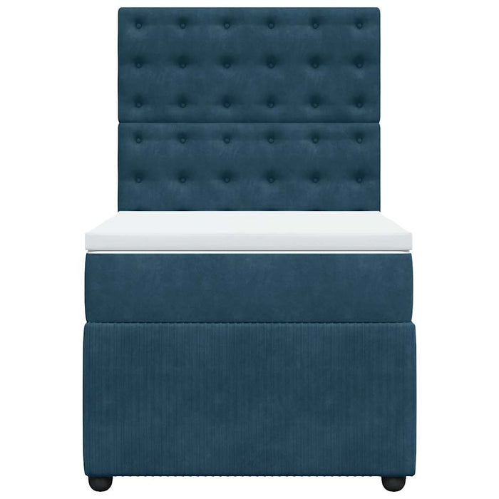 Pat box spring cu saltea, albastru, 100x200 cm, catifea - WALTI WALTI