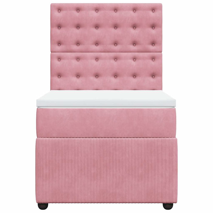 Pat box spring cu saltea, roz, 100x200 cm, catifea - WALTI WALTI