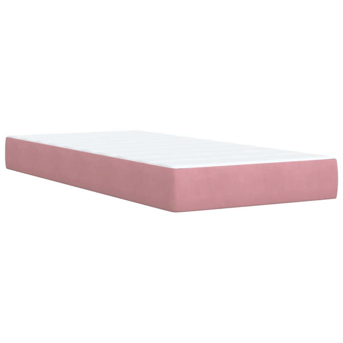 Pat box spring cu saltea, roz, 100x200 cm, catifea - WALTI WALTI