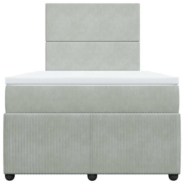 Pat box spring cu saltea, gri deschis, 120x190 cm, catifea - WALTI WALTI