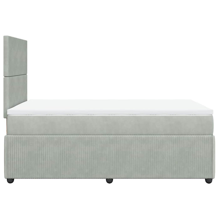 Pat box spring cu saltea, gri deschis, 120x190 cm, catifea - WALTI WALTI