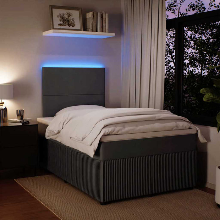 Pat box spring cu saltea, gri închis, 120x190 cm, catifea - WALTI WALTI