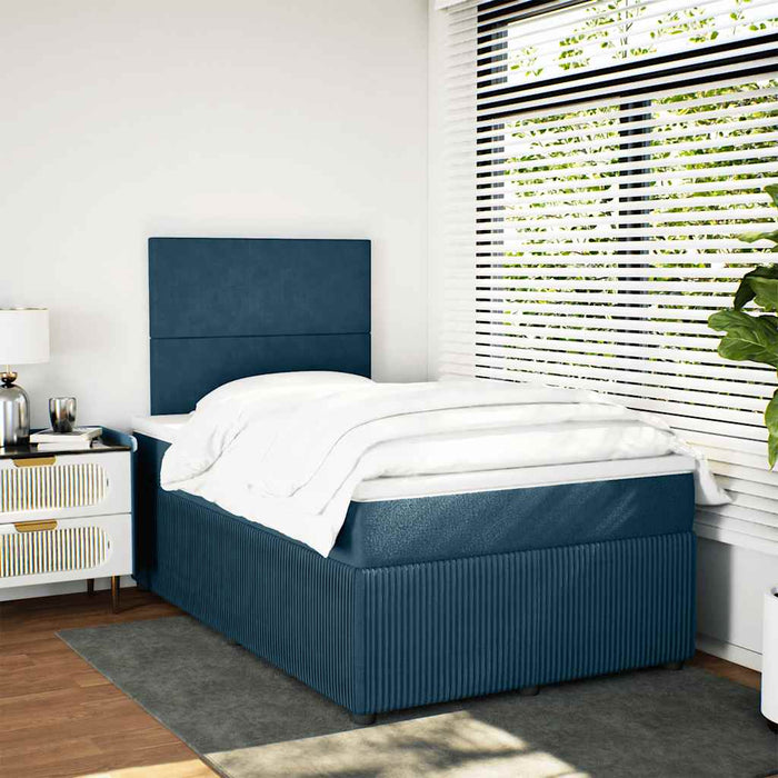 Pat box spring cu saltea, albastru, 120x190 cm, catifea - WALTI WALTI