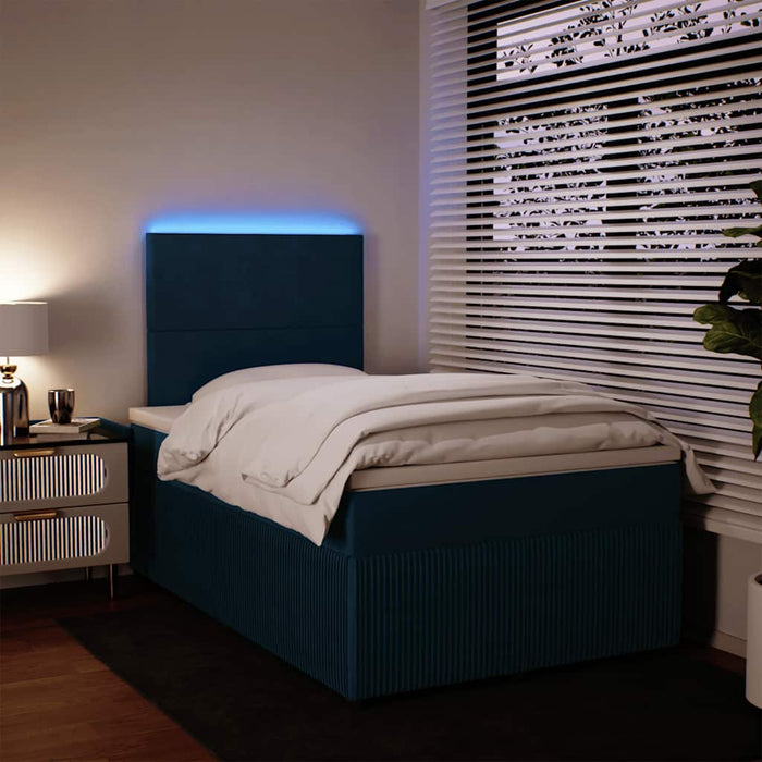 Pat box spring cu saltea, albastru, 120x190 cm, catifea - WALTI WALTI