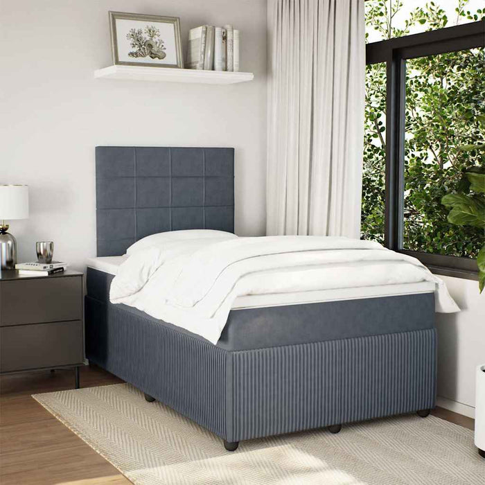 Pat box spring cu saltea, gri închis, 120x190 cm, catifea - WALTI WALTI