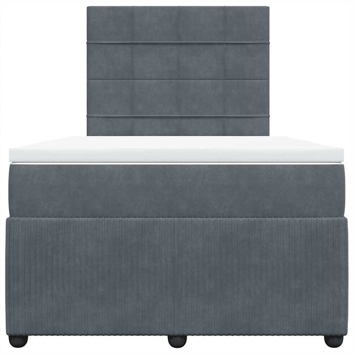 Pat box spring cu saltea, gri închis, 120x190 cm, catifea - WALTI WALTI