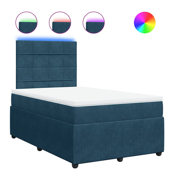 Pat box spring cu saltea, albastru, 120x190 cm, catifea - WALTI WALTI