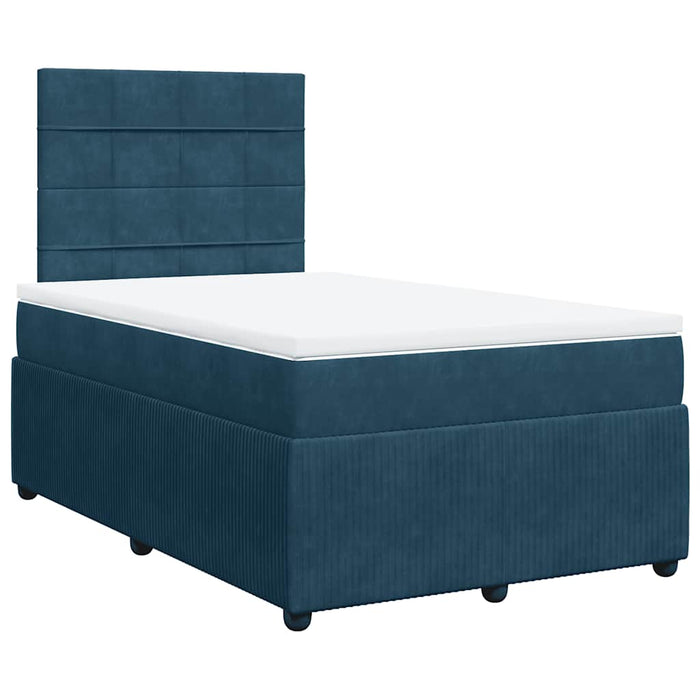 Pat box spring cu saltea, albastru, 120x190 cm, catifea - WALTI WALTI