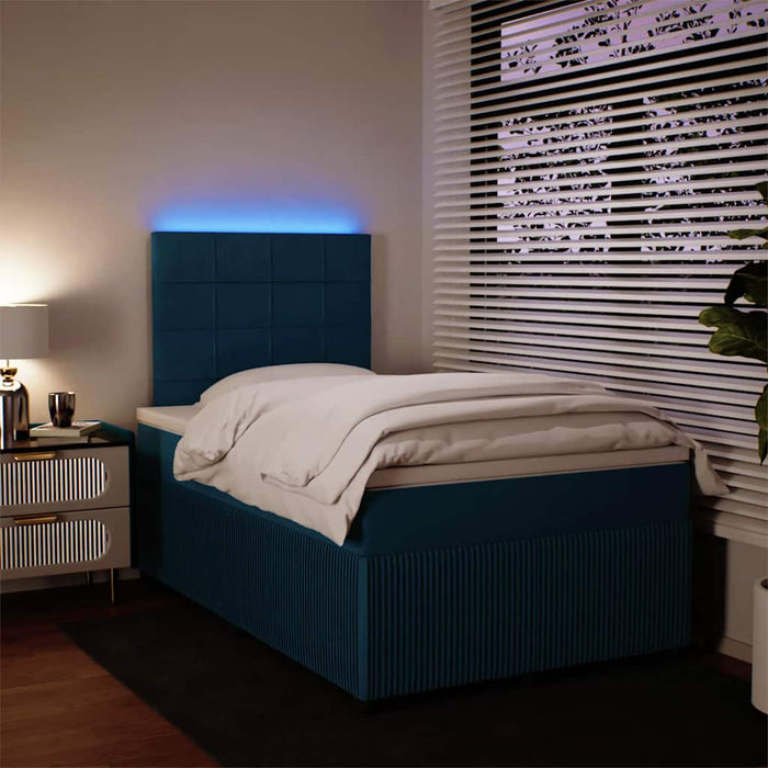 Pat box spring cu saltea, albastru, 120x190 cm, catifea - WALTI WALTI