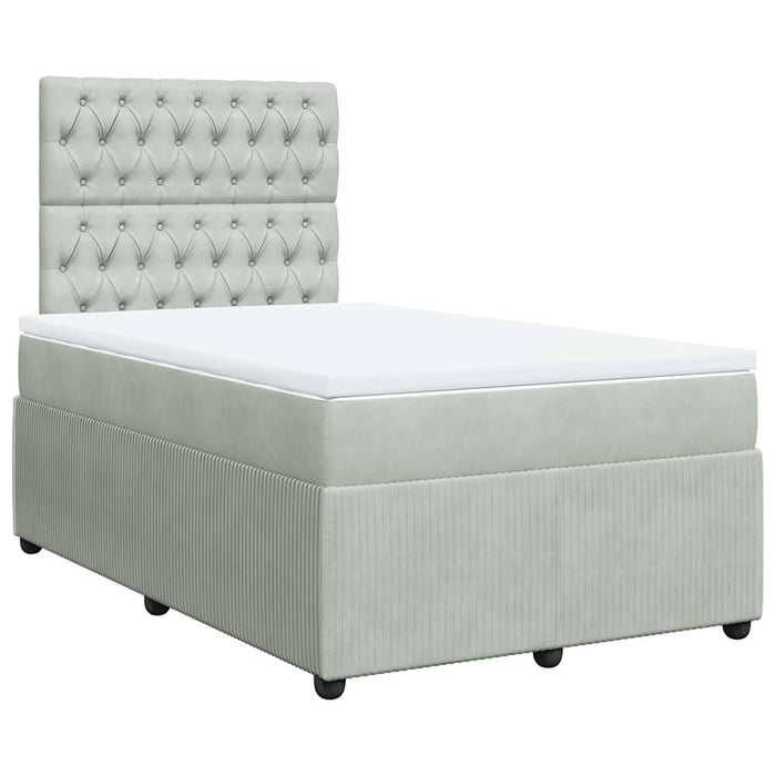 Pat box spring cu saltea, gri deschis, 120x190 cm, catifea - WALTI WALTI