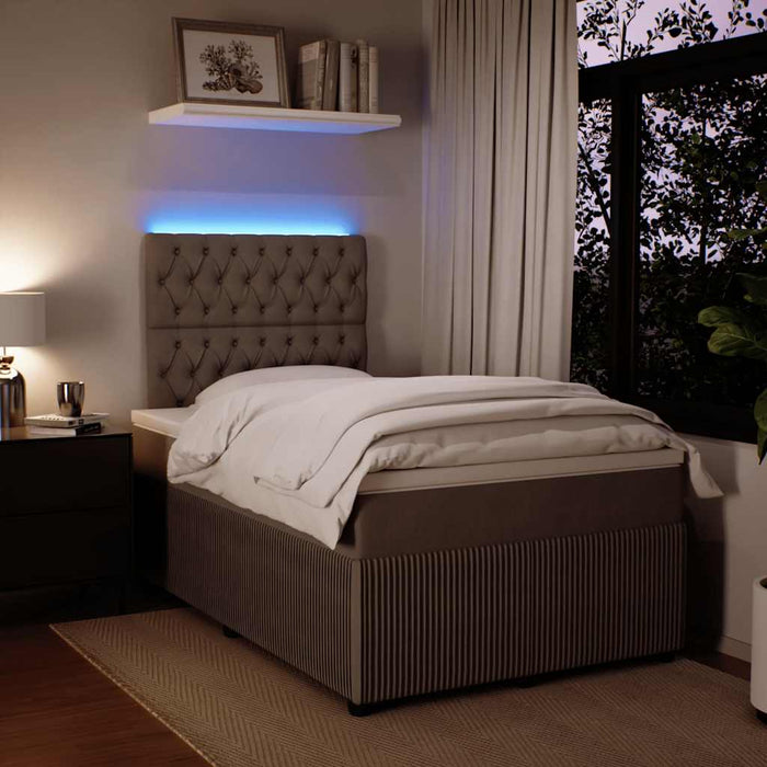 Pat box spring cu saltea, gri deschis, 120x190 cm, catifea - WALTI WALTI
