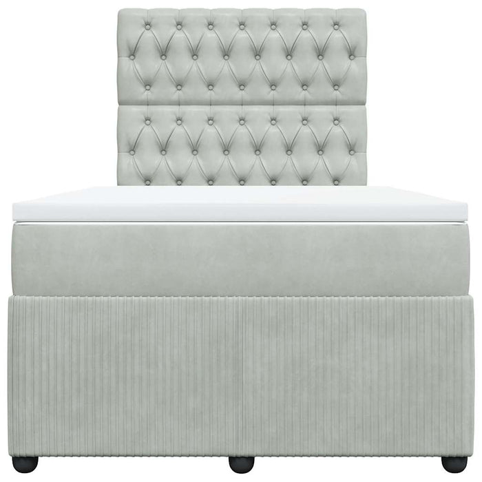 Pat box spring cu saltea, gri deschis, 120x190 cm, catifea - WALTI WALTI