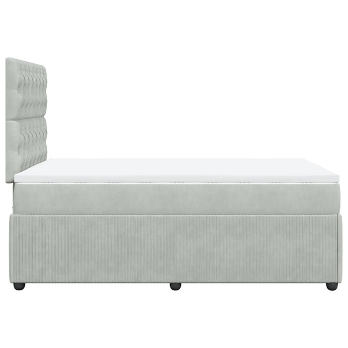 Pat box spring cu saltea, gri deschis, 120x190 cm, catifea - WALTI WALTI
