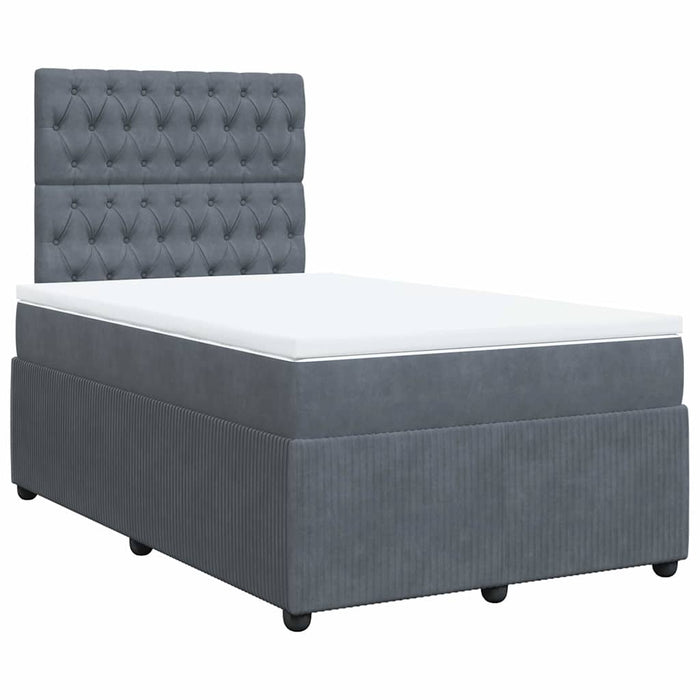 Pat box spring cu saltea, gri închis, 120x190 cm, catifea - WALTI WALTI