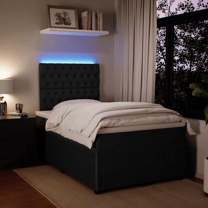 Pat box spring cu saltea, negru, 120x190 cm, catifea - WALTI WALTI