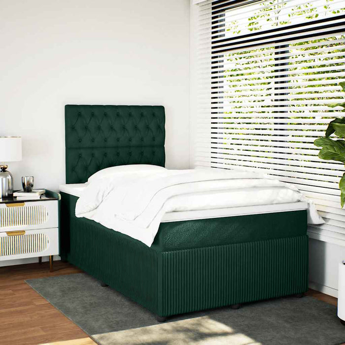 Pat box spring cu saltea, verde închis, 120x190 cm, catifea - WALTI WALTI