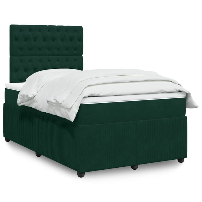 Pat box spring cu saltea, verde închis, 120x190 cm, catifea - WALTI WALTI