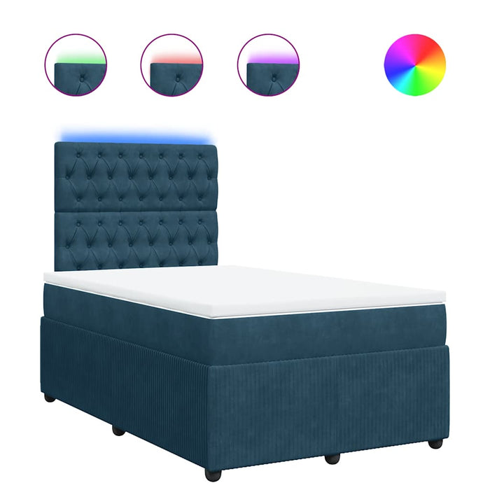 Pat box spring cu saltea, albastru, 120x190 cm, catifea - WALTI WALTI