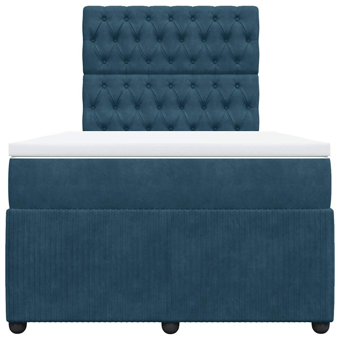 Pat box spring cu saltea, albastru, 120x190 cm, catifea - WALTI WALTI