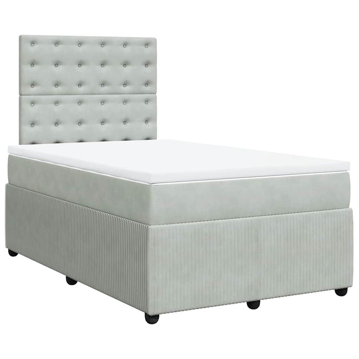 Pat box spring cu saltea, gri deschis, 120x190 cm, catifea - WALTI WALTI