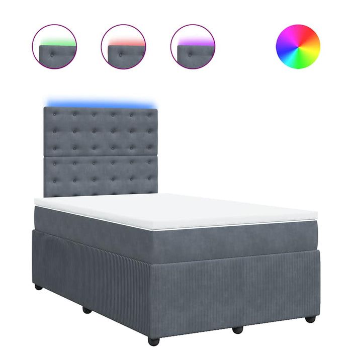 Pat box spring cu saltea, gri închis, 120x190 cm, catifea - WALTI WALTI