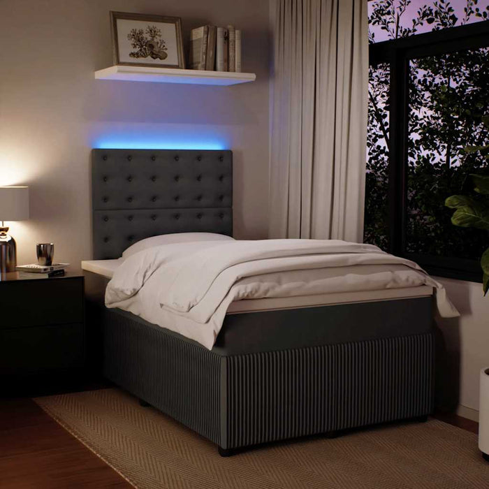 Pat box spring cu saltea, gri închis, 120x190 cm, catifea - WALTI WALTI
