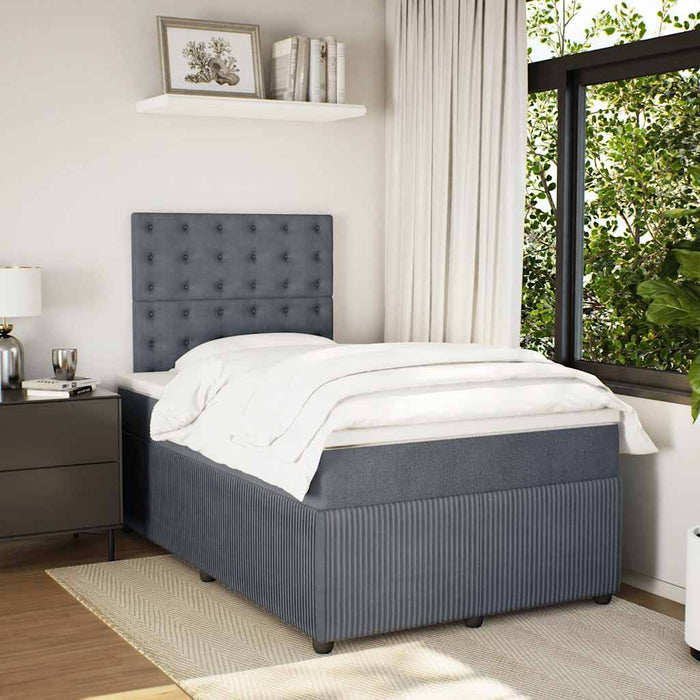 Pat box spring cu saltea, gri închis, 120x190 cm, catifea - WALTI WALTI