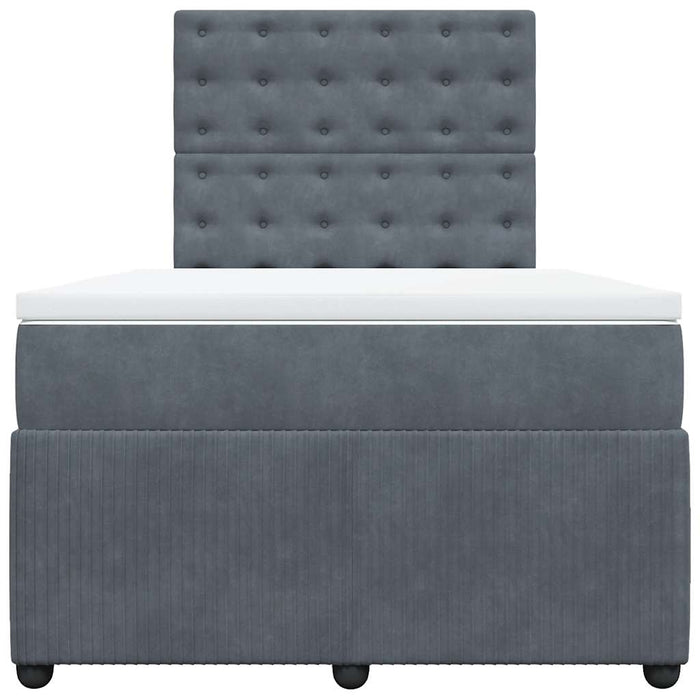 Pat box spring cu saltea, gri închis, 120x190 cm, catifea - WALTI WALTI