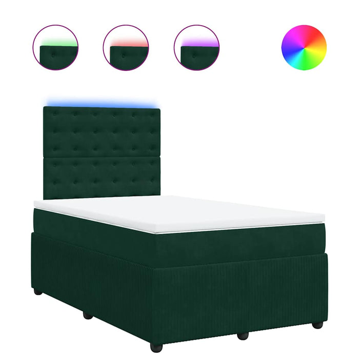 Pat box spring cu saltea, verde închis, 120x190 cm, catifea - WALTI WALTI