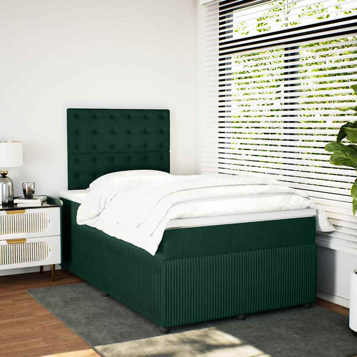 Pat box spring cu saltea, verde închis, 120x190 cm, catifea - WALTI WALTI
