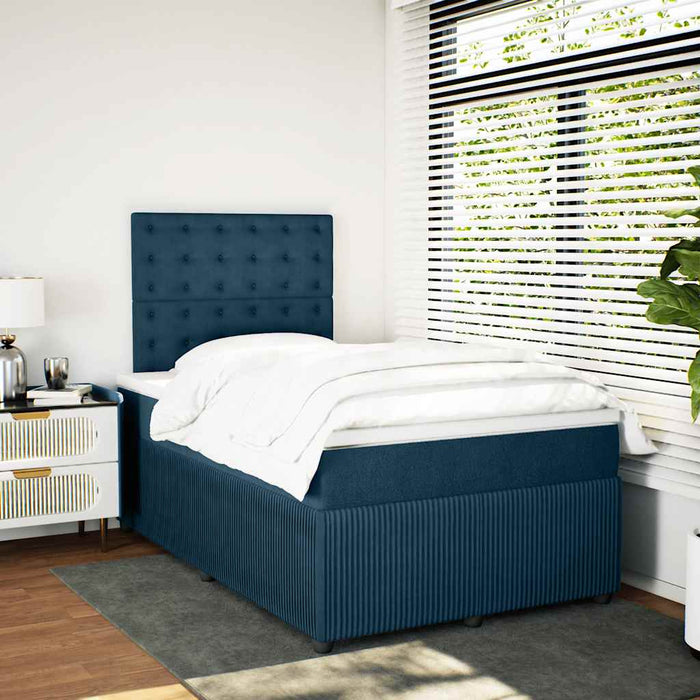 Pat box spring cu saltea, albastru, 120x190 cm, catifea - WALTI WALTI