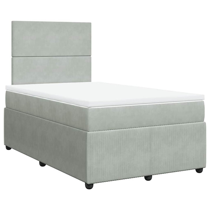 Pat continental cu saltea, gri deschis, 120x200 cm, catifea - WALTI WALTI
