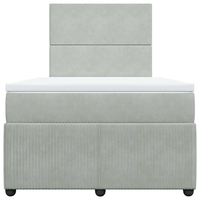 Pat continental cu saltea, gri deschis, 120x200 cm, catifea - WALTI WALTI
