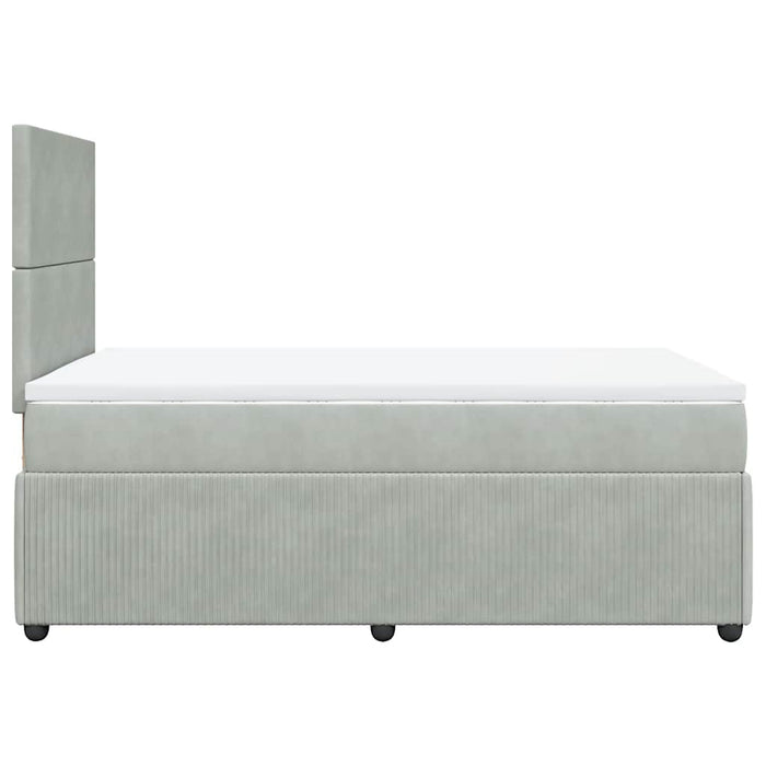 Pat continental cu saltea, gri deschis, 120x200 cm, catifea - WALTI WALTI