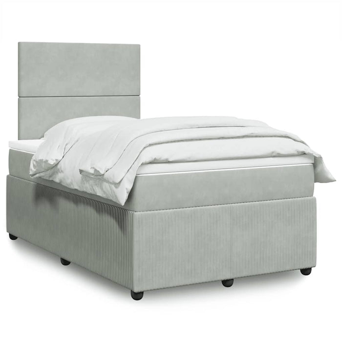 Pat continental cu saltea, gri deschis, 120x200 cm, catifea - WALTI WALTI