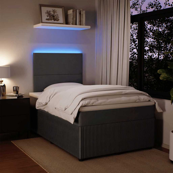 Pat box spring cu saltea, gri închis, 120x200 cm, catifea - WALTI WALTI