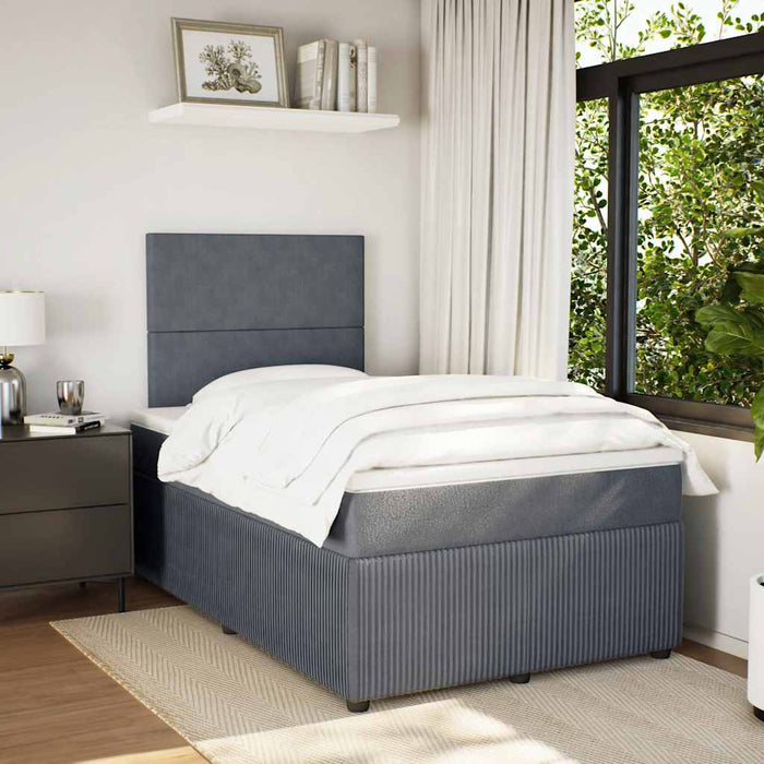 Pat box spring cu saltea, gri închis, 120x200 cm, catifea - WALTI WALTI