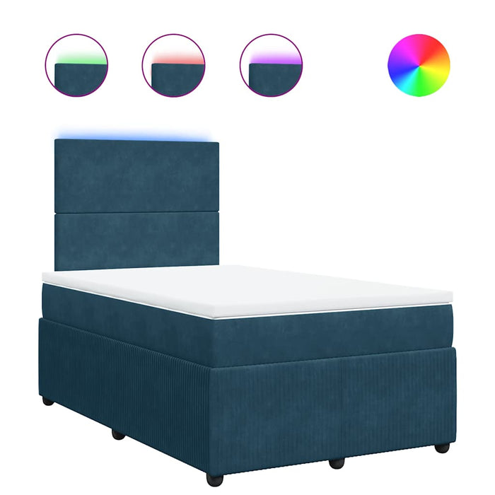 Pat box spring cu saltea, albastru, 120x200 cm, catifea - WALTI WALTI