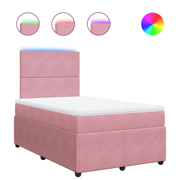 Pat box spring cu saltea, roz, 120x200 cm, catifea - WALTI WALTI
