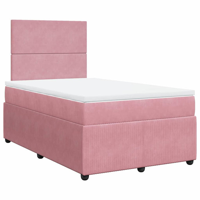 Pat box spring cu saltea, roz, 120x200 cm, catifea - WALTI WALTI