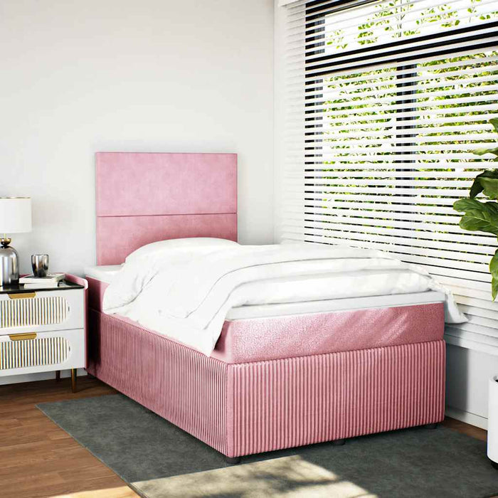 Pat box spring cu saltea, roz, 120x200 cm, catifea - WALTI WALTI