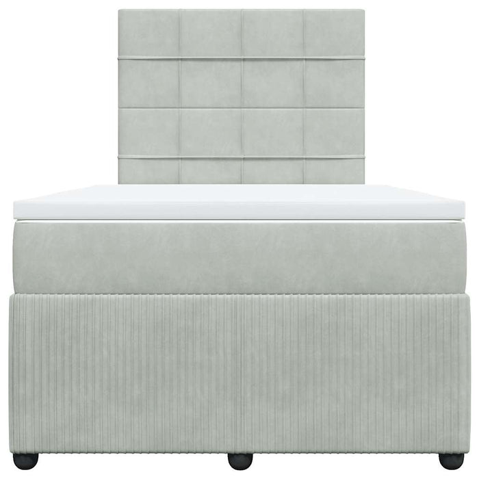 Pat continental cu saltea, gri deschis, 120x200 cm, catifea - WALTI WALTI