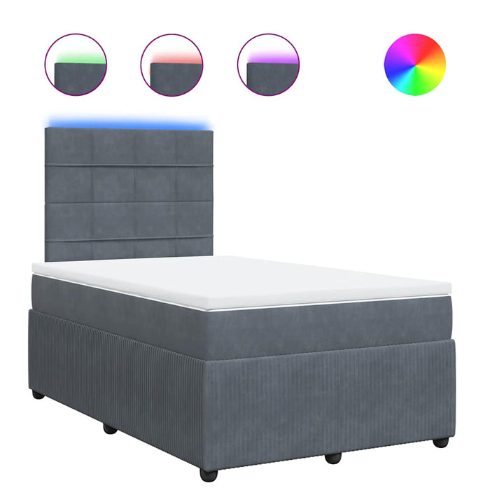 Pat box spring cu saltea, gri închis, 120x200 cm, catifea - WALTI WALTI