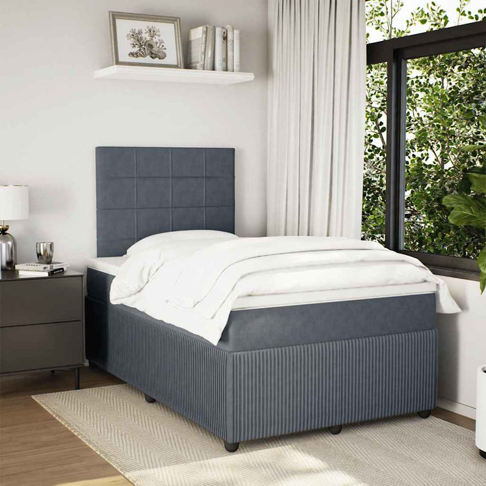 Pat box spring cu saltea, gri închis, 120x200 cm, catifea - WALTI WALTI
