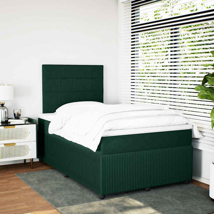Pat box spring cu saltea, verde închis, 120x200 cm, catifea - WALTI WALTI